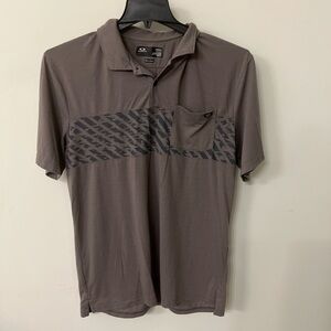 Oakley Men's Brown Polo Shirt with Patterned Stripe
